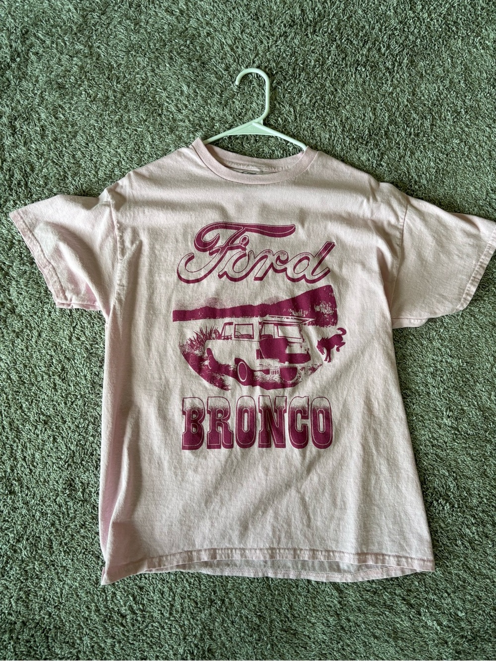 Ford Pink Tee with Maroon Bronco Graphic